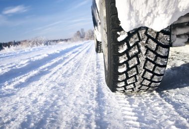 tyre on an icy snowy road