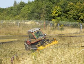 Mowing attenuation ponds at Gatwick